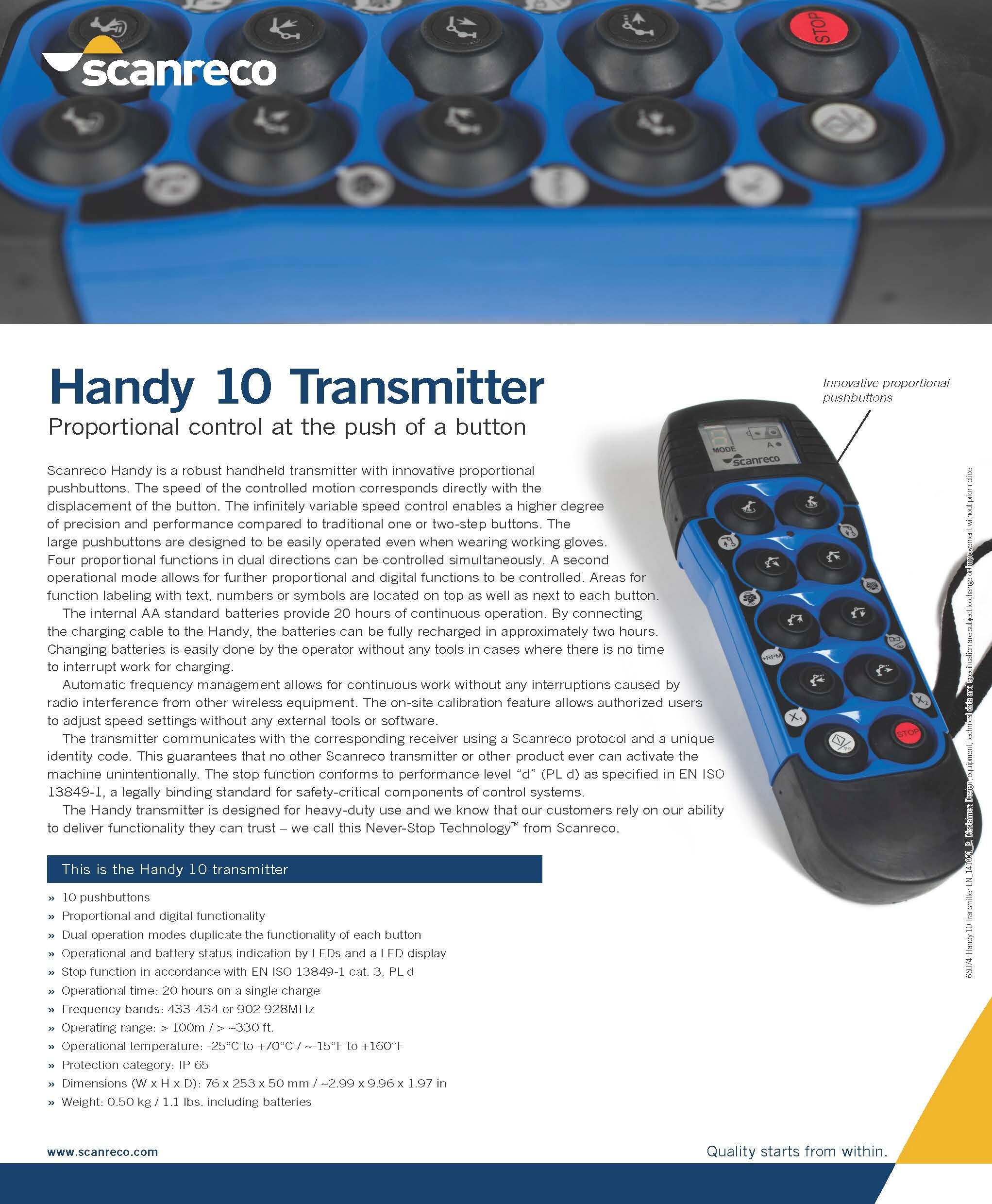 Scanreco Brochure Handy Transmitter Cover