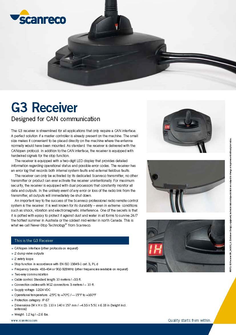 Scanreco Brochure G3 Receiver Cover