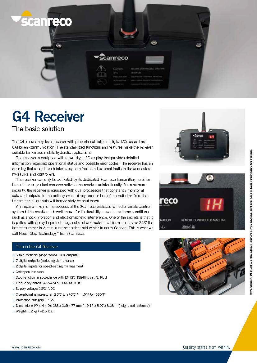 Scanreco Brochure G4 Receiver Cover