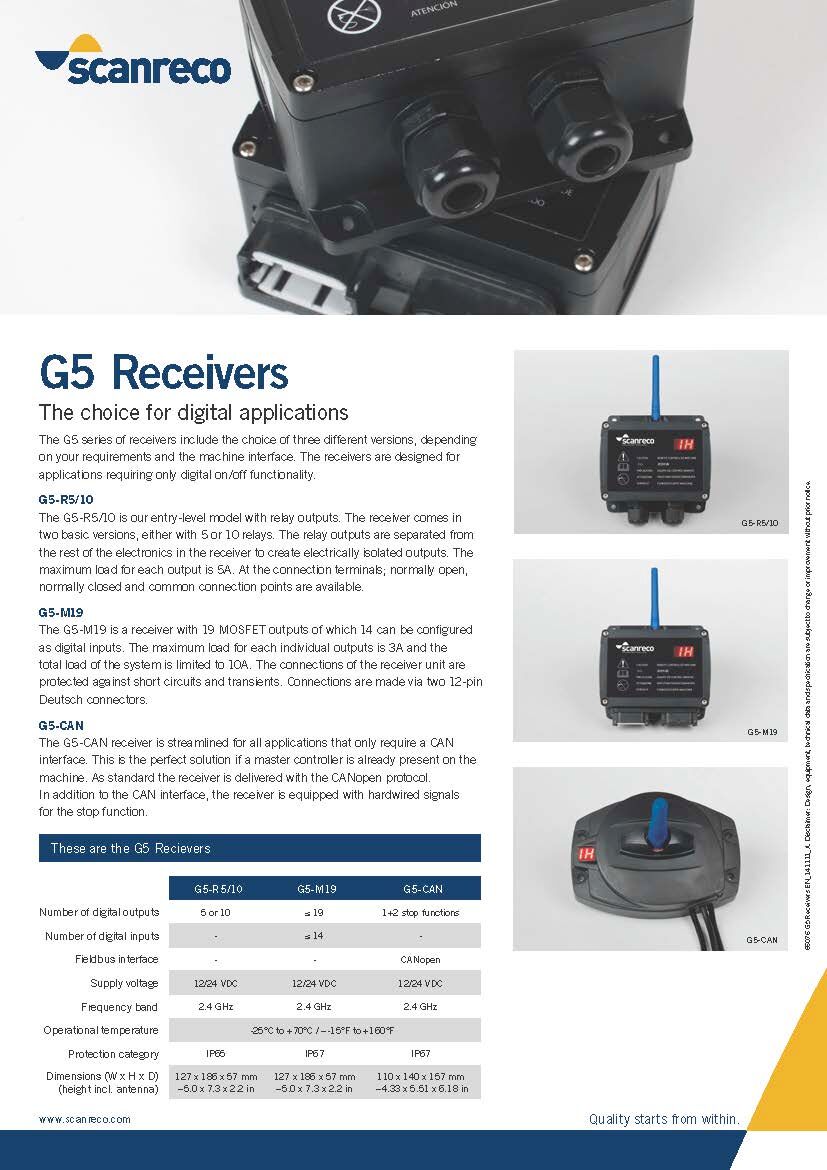Scanreco Brochure G5 Receivers Cover