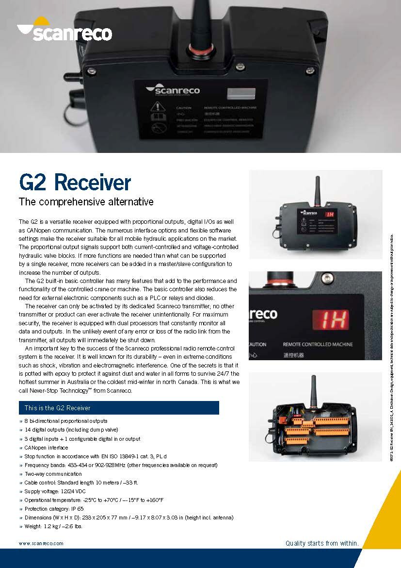 Scanreco Brochure G2 Receiver Cover